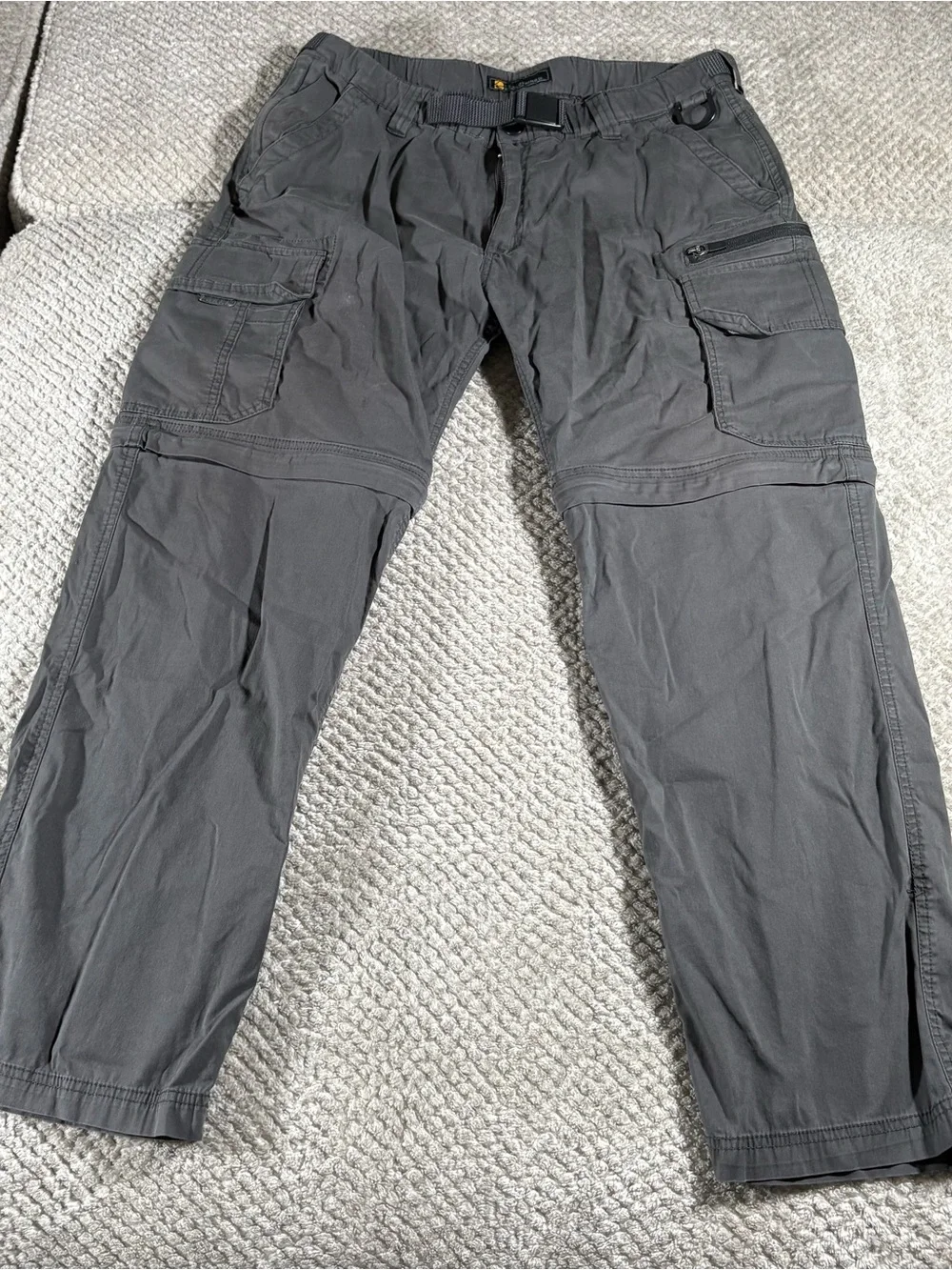 BC Clothing Men's Convertible Cargo Hiking Pants / Shorts Charcoal Large x 30”